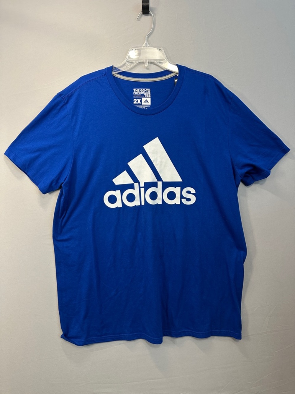 adidas Men's Bold Blue Logo Short Sleeve Tee